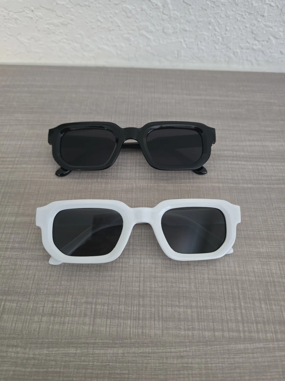 2-Pack NEW Chunky Retro Rectangle Sunglasses Black & White Set